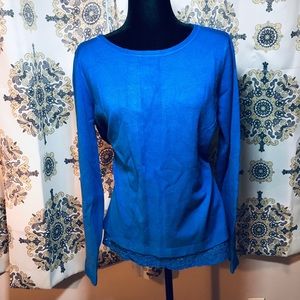 Navy Blue Detailed Hem Light Pullover Sweater